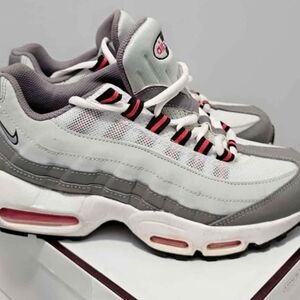 Nike Air Max 95 Gray and White with Red Accents